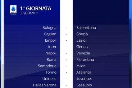 Serie A 21/22, il calendario: 1ª con Inter-Genoa, Udinese-Juve e Napoli-Venezia